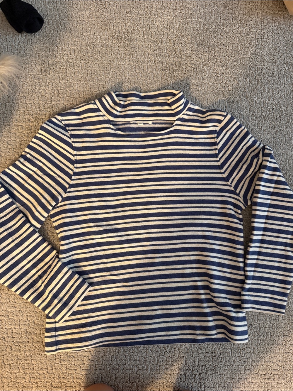 Nation LTD Striped Mock Neck Sweatshirt Size Small